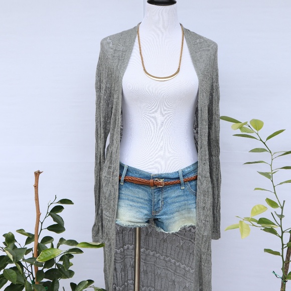 torrid Sweaters - Torrid Boho Sheer Long Open Grey Duster 00